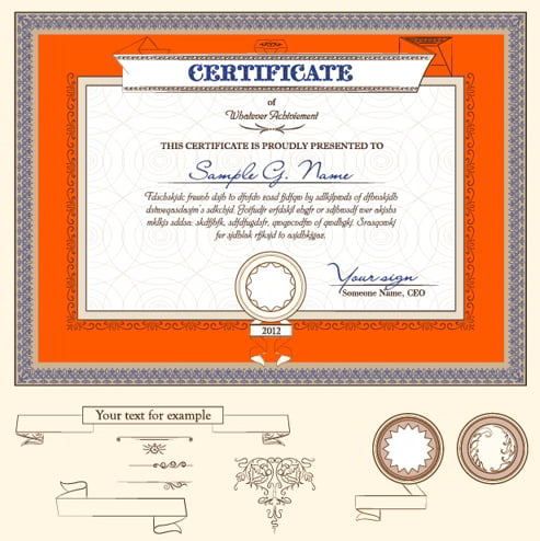 Certificate Template and Decoration Border Design Free Vector
