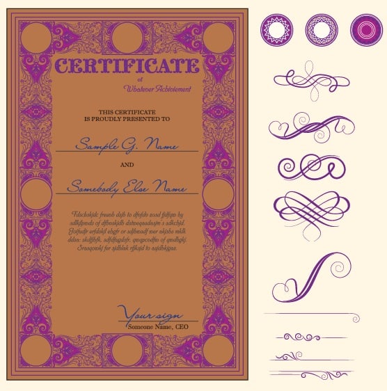 Certificate Template and Decoration Borders Design Free Vector
