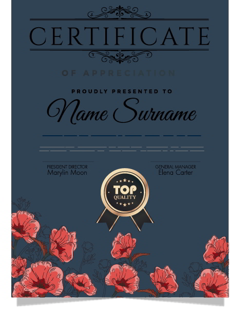 Certificate Template Elegant Botanical Decor Handdrawn Classic Vector File