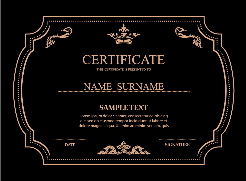 Certificates Ornate Design Vector Template Illustrator File