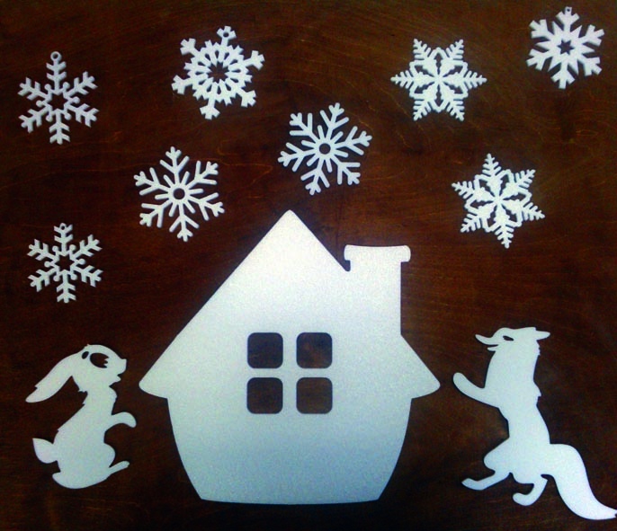 Christmas Elements Design Hare Fox Snow Flakes Laser Cut CDR File