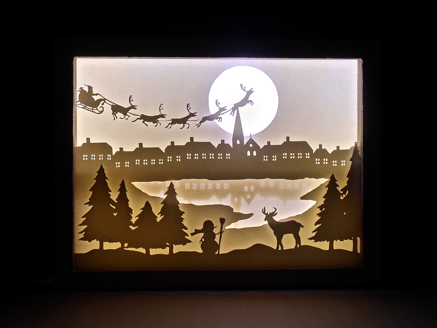 Christmas Shadow Box Night Light Paper Cut Laser Cut CDR File