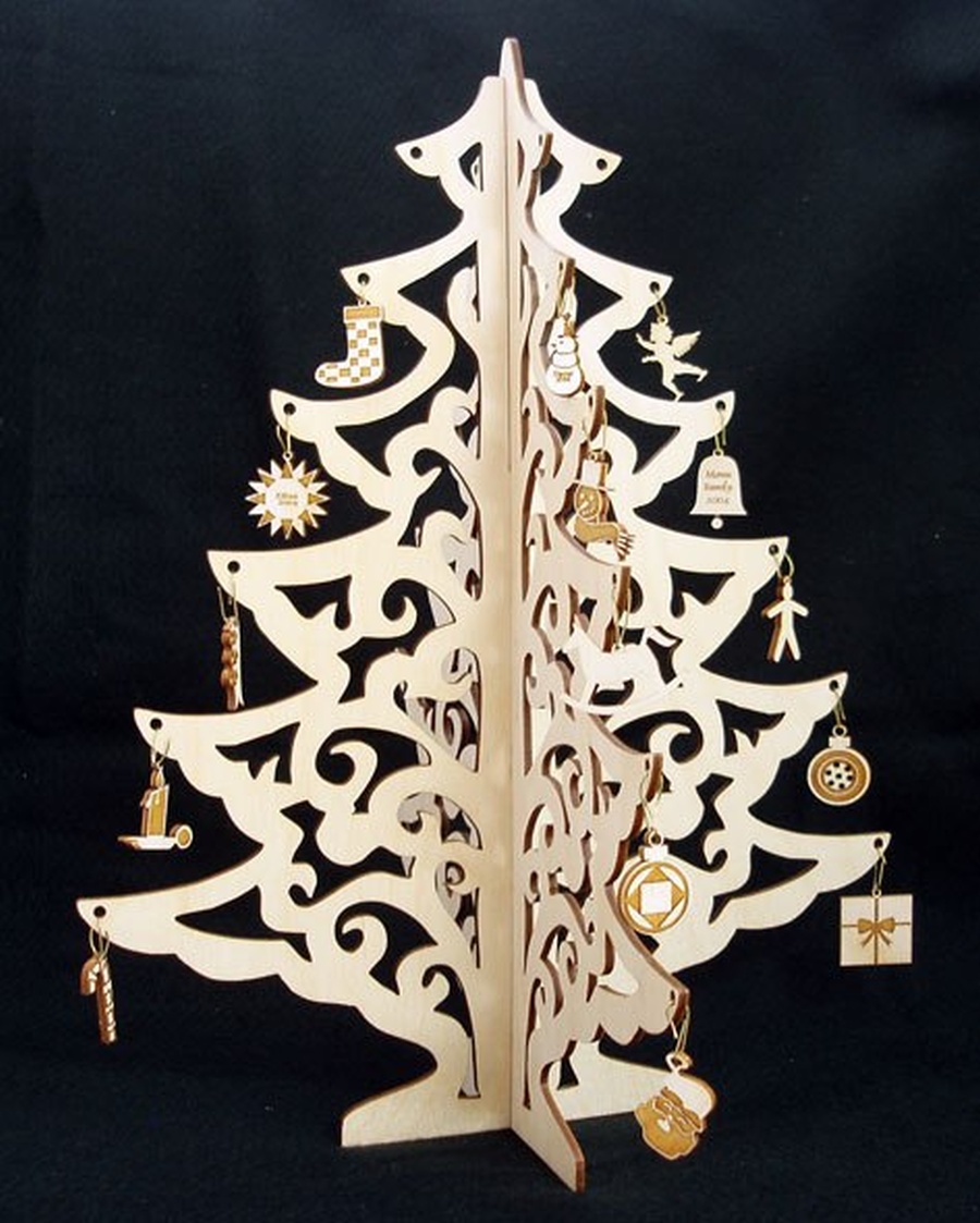 Christmas Tree Jewelry Didplay Wood Crafts CNC Laser Cut Vector CDR File