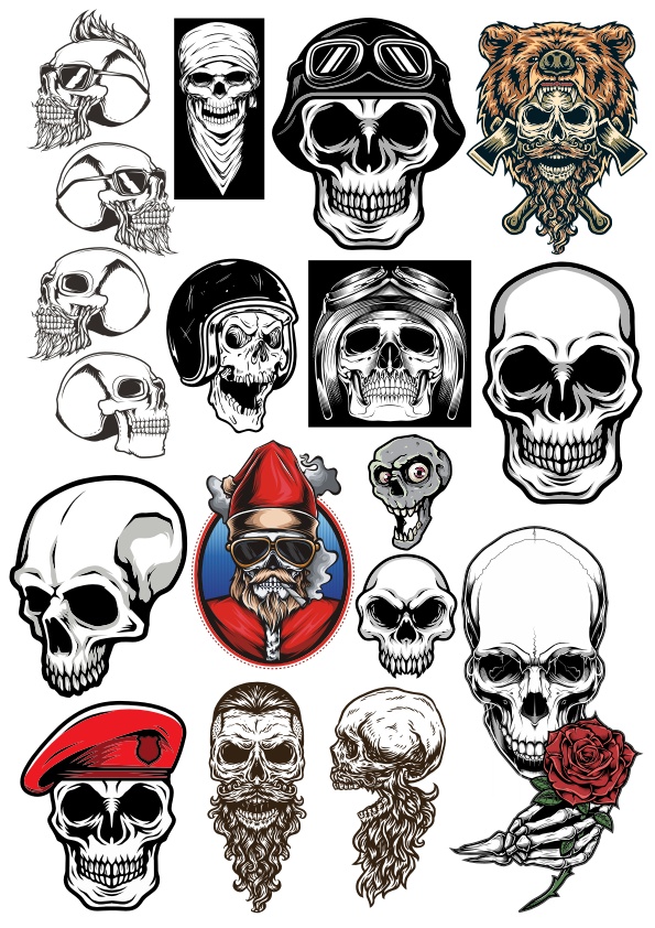 Classic Skull Silhouette Vector Pack CDR File