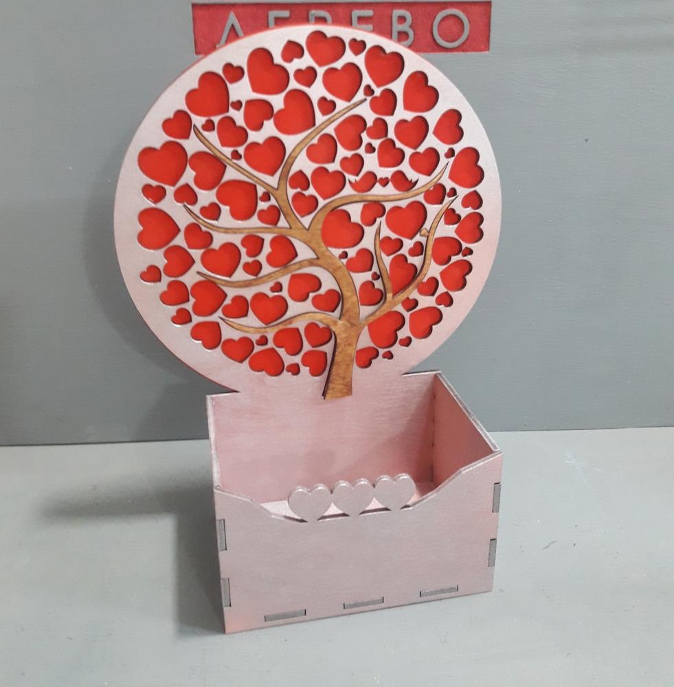 CNC Laser Cut Box with Hearts Tree Free CDR File