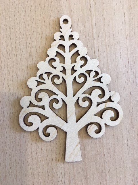 CNC Laser Cut Decorative Tree Plywood Toys For New Year Vector CDR File