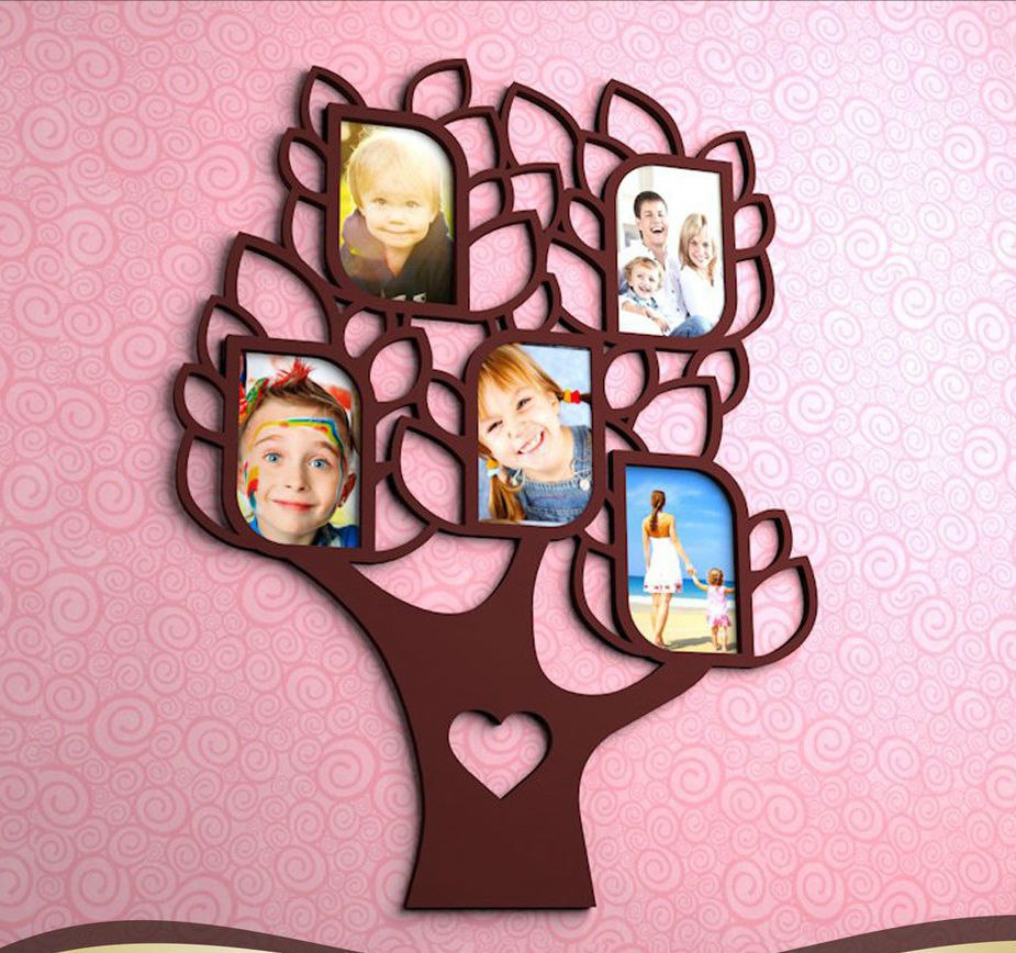 CNC Laser Cut Family Tree with 5 Frames Free (2) CDR File