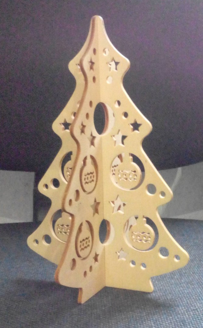 CNC Laser Cut Herringbone Wood Christmas Tree Free CDR File