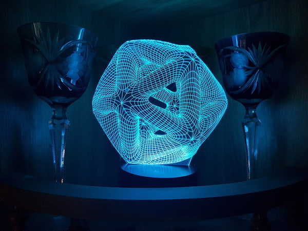 CNC Laser Cut Icosahedron 3D Night Light Acrylic Optical Illusion Lamp CDR File
