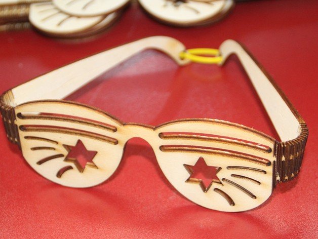 CNC Laser Cut Party Sunglasses Plywood Free CDR File