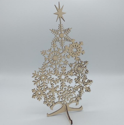 CNC Laser Cut Snowflake Christmas Tree Vector DXF File