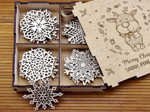 CNC Laser Cut Snowflakes On Christmas Tree Free CDR File