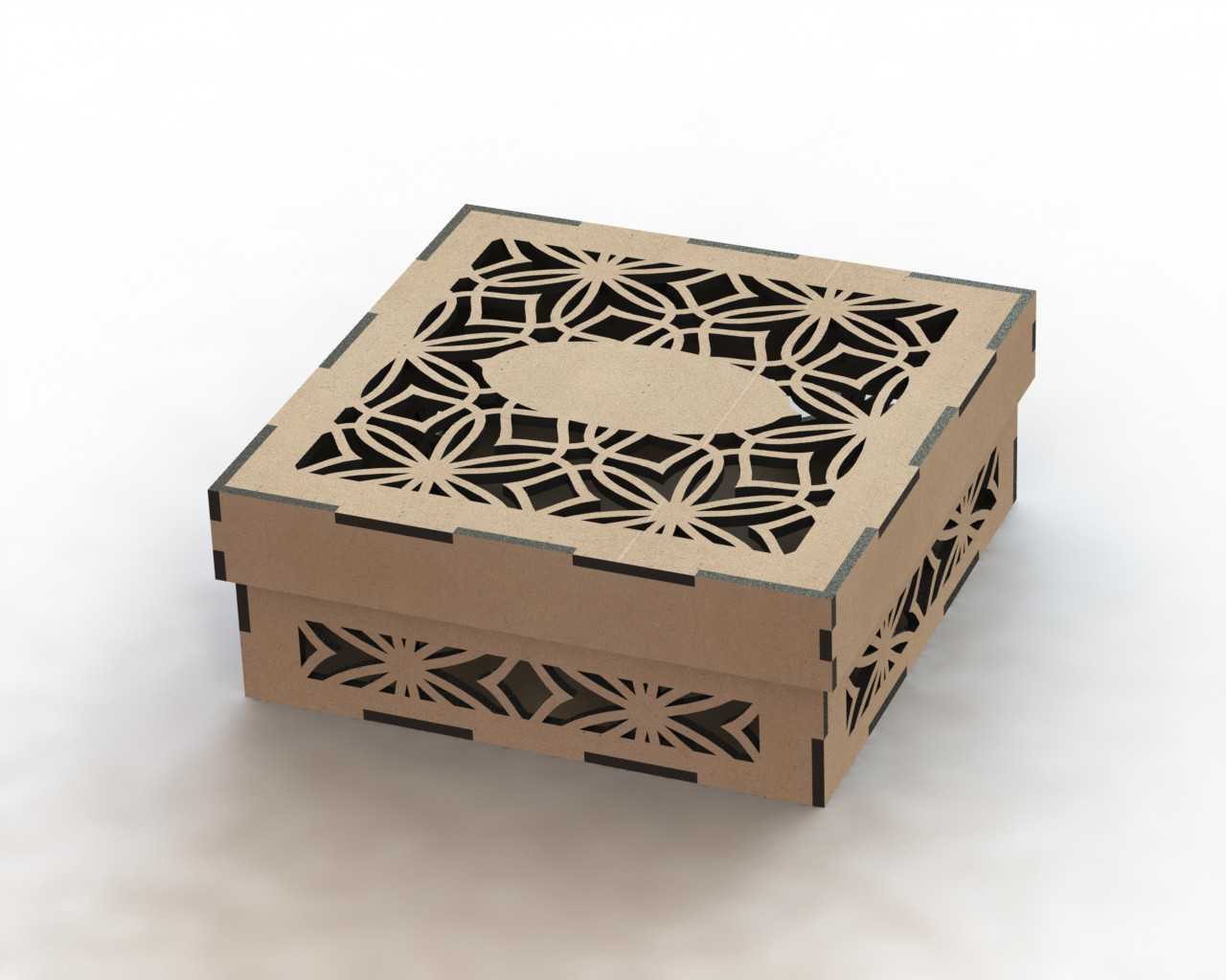 CNC Laser Cut Wood Gift Box Template DXF File