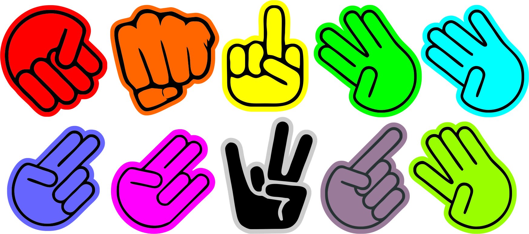 Colorful Hand Sign Silhouette CDR File
