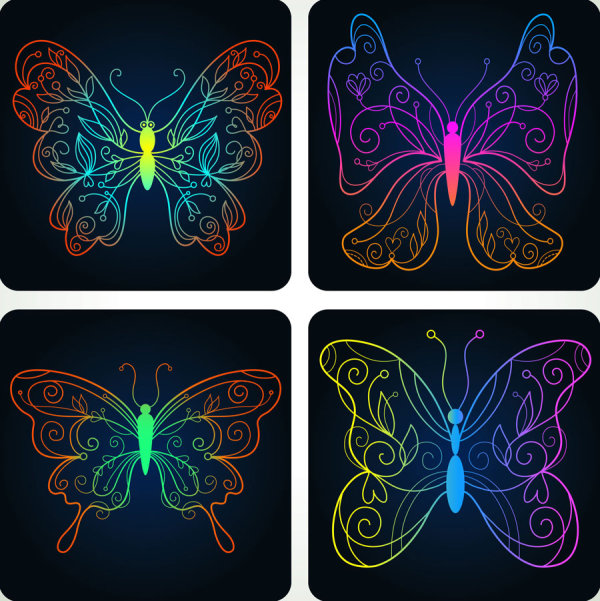 Colorful Set of Butterfly Free Vector