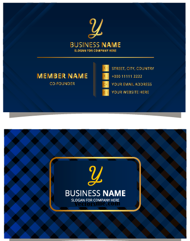 Colorful Striped Business Card Template with Gingham Style Vector File