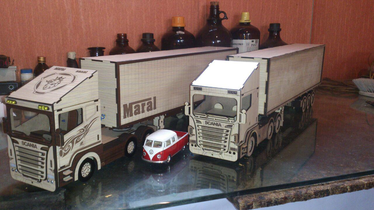 Container Truck Wood Model Toy Kit Laser Cut Free CDR File