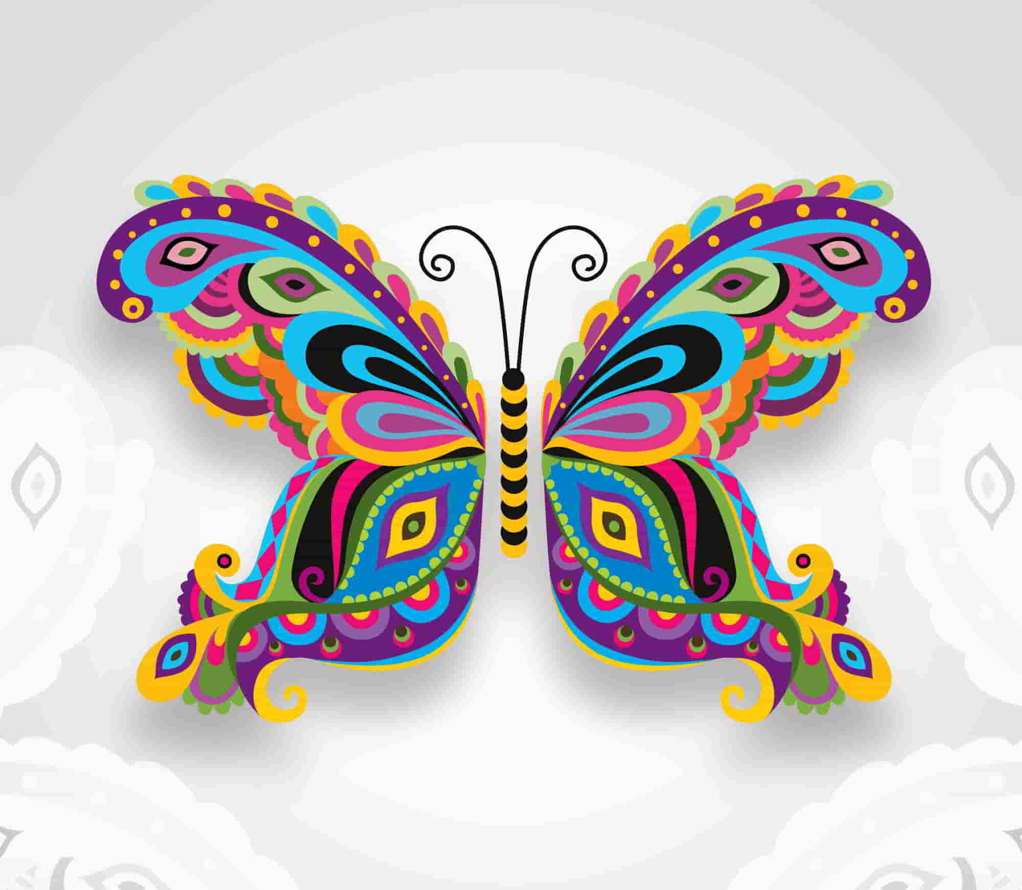 Creative Colorful Artistic Butterfly Free Vector