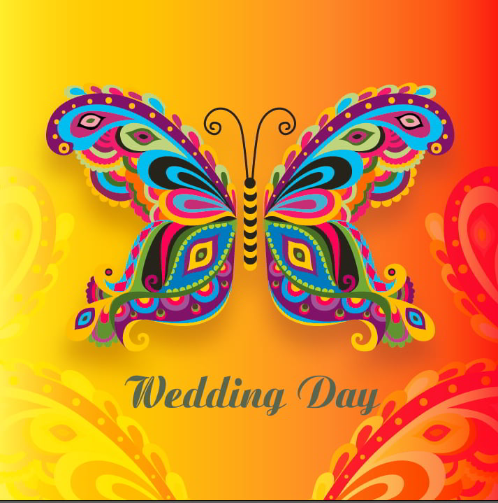 Creative Colorful Artistic Butterfly For Cards Congratulations Wedding Invitations Free Vector