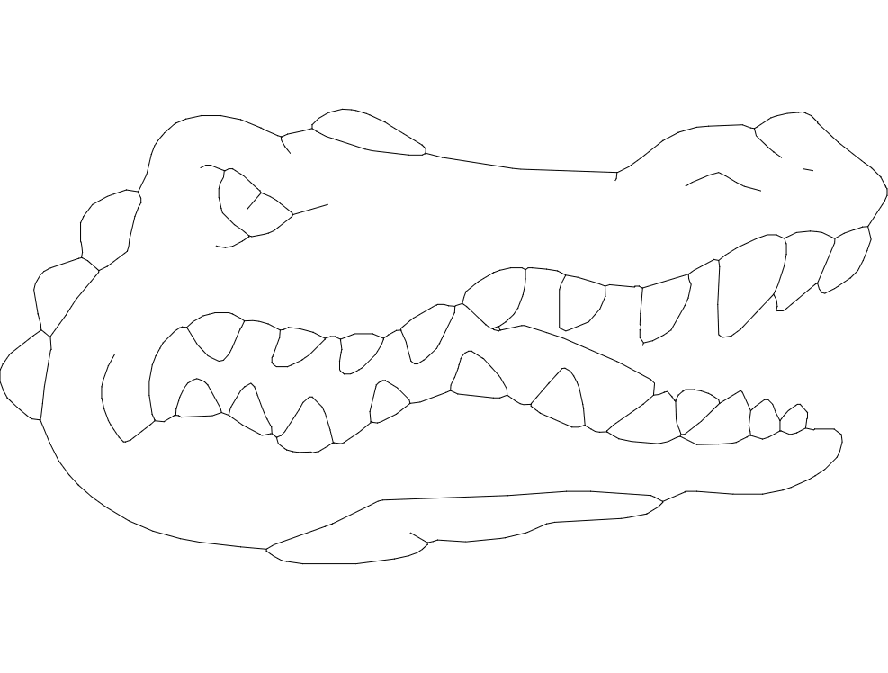 Crocodile Animal Line Vector Art DXF File