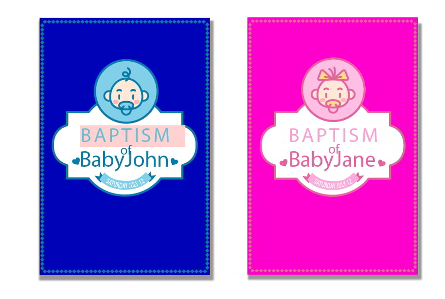 Cute Baptism Invitation Cards Free Vector