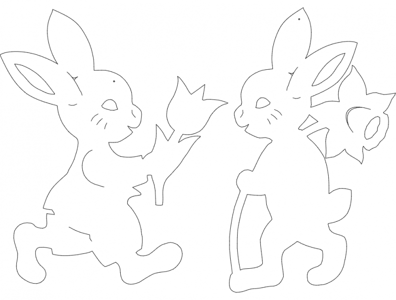 Cute Bunny Line Art Drawing DXF File