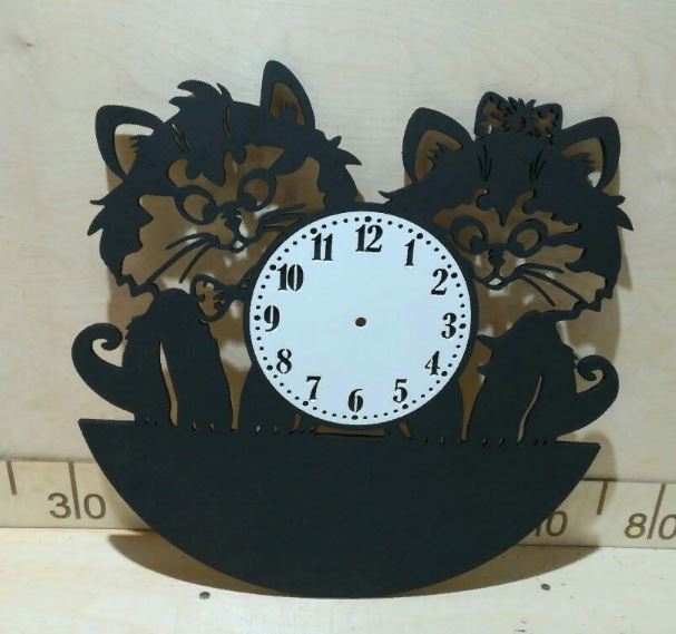 Cute Cats Wall Clock Design Laser Cut CDR File