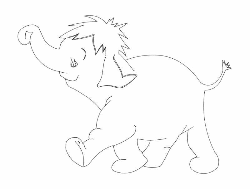 Cute Elephant Outline Art DXF File