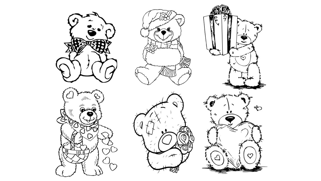 Cute Set Of Teaddy Bear Sticker CDR File