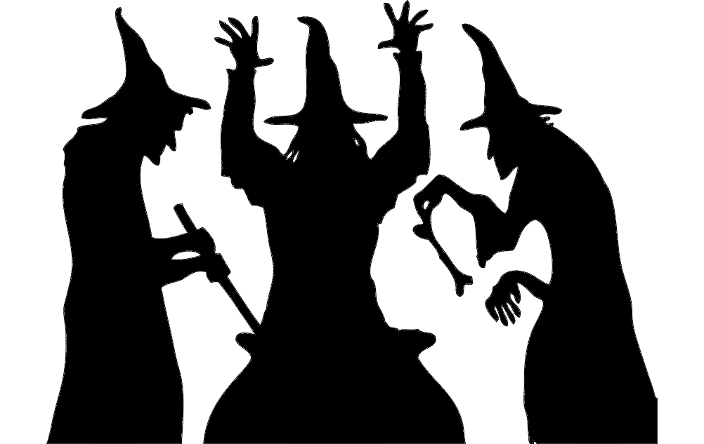 Dancing Halloween Witches Vector DXF File Free Download Vectors File