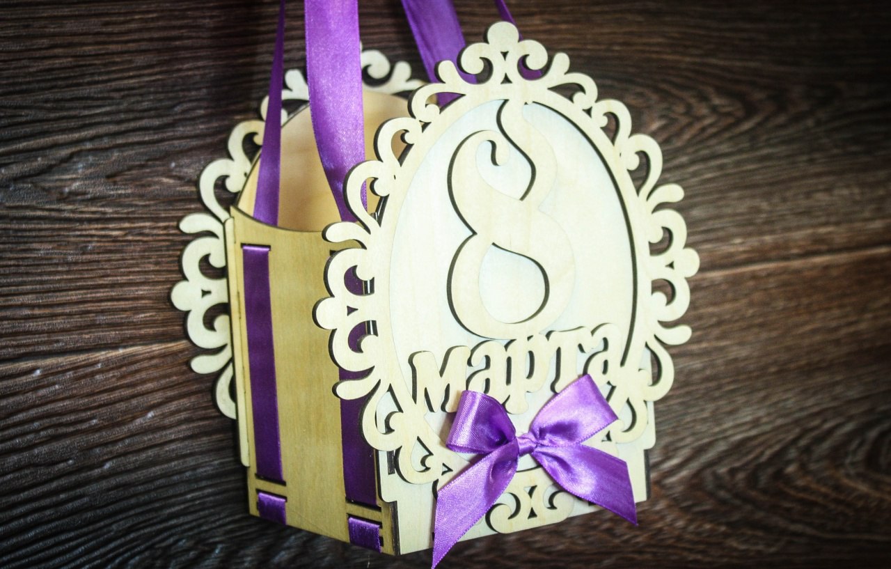 Decoration for Women Day 8 March Gift Box Laser Cut CDR File