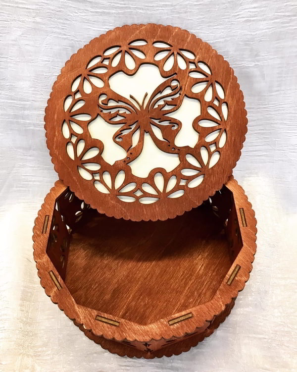 Decorative Butterfly Design Round Box Template Laser Cut CDR File