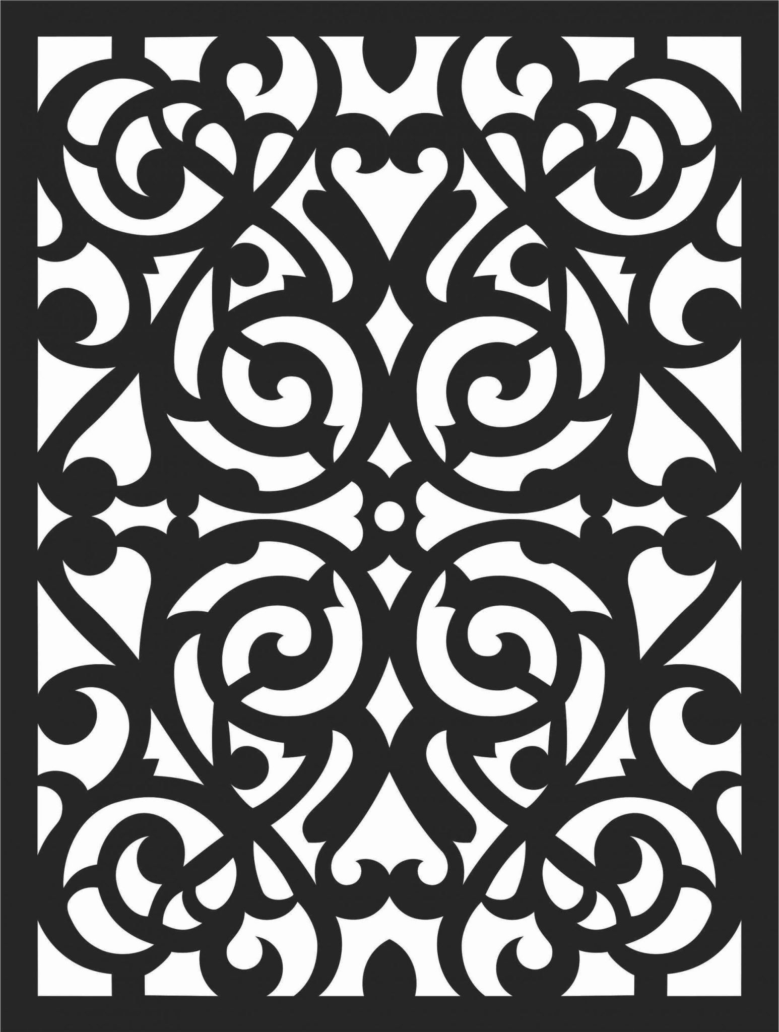 Decorative Grill Partition Design Panel DXF File