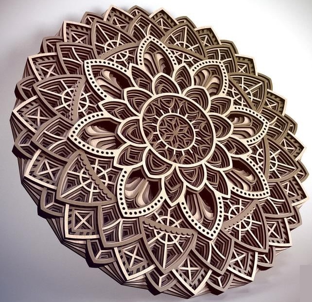 Decorative Laser Cut Multilayer Circular Wooden Mandala Design CDR File