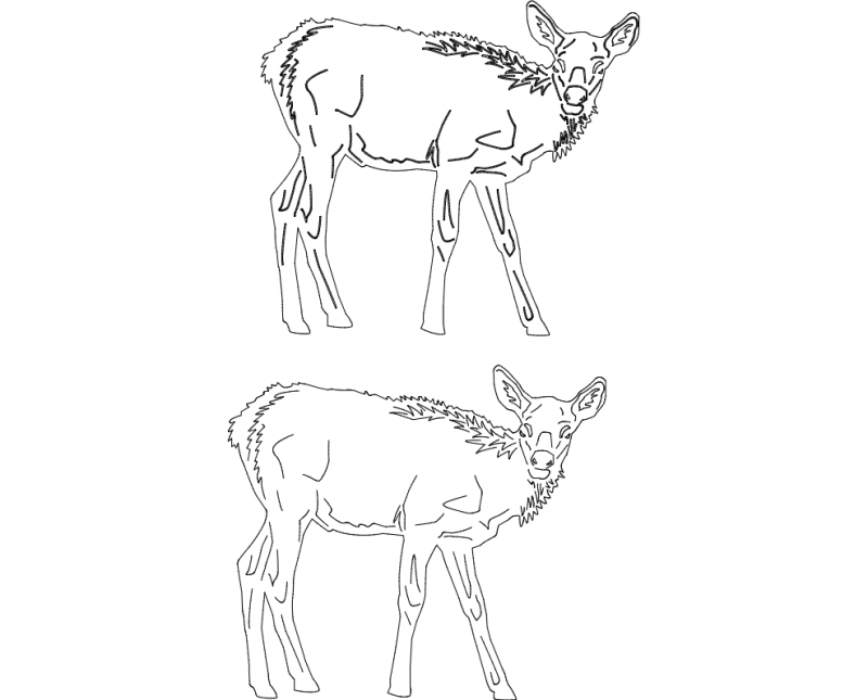 Deer Animal Line Drawings DXF File