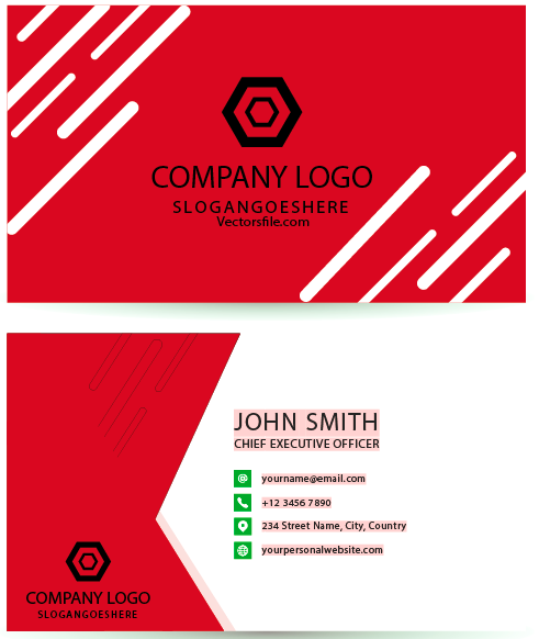 Diagonal Stripe and Overlapping Shape Business Card Vector File