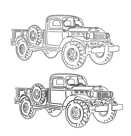 Dodge Power Wagon Engraving Sketch Dxf File DXF File