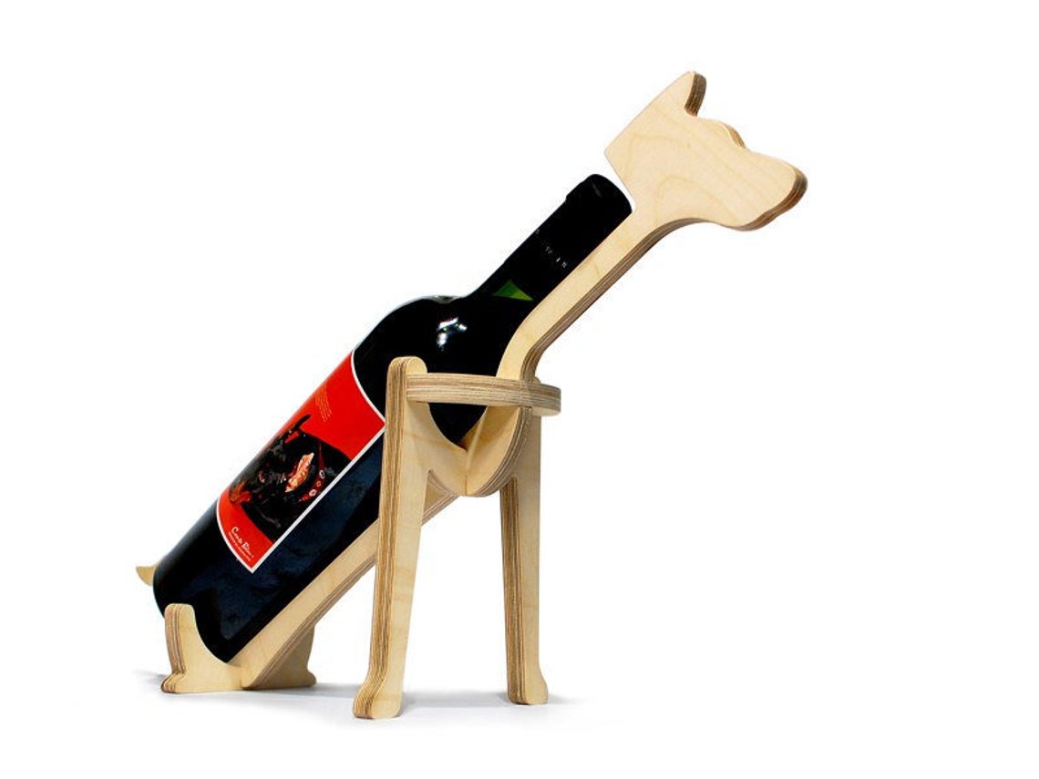 Dog Shape Animal Wine Bottle Holder Laser Cut CDR File