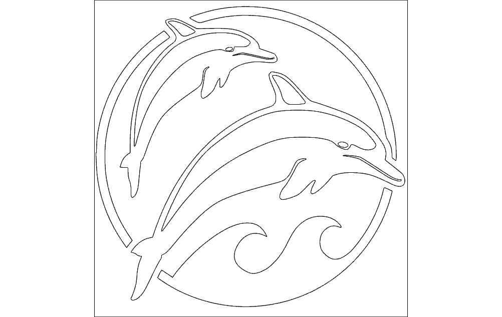 Dolphins Set Template CNC Router Free DXF File