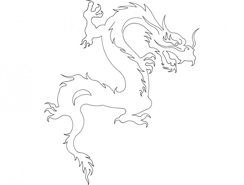 Dragon Wall Vector Art Silhouette DXF File