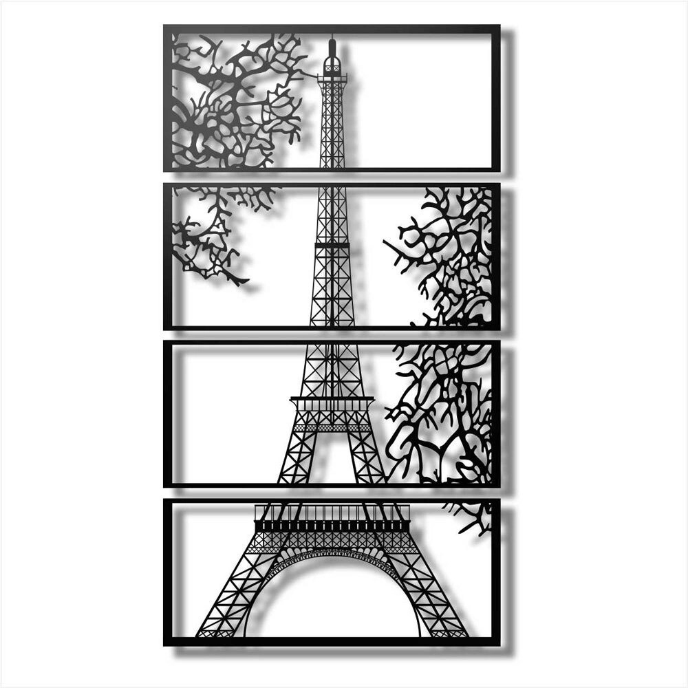 Eiffel Tower View Multi Panel Canvas Wall Art Laser Cut Free CDR File