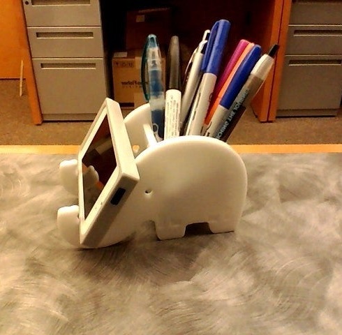 Elephant Phone Stand and Pen Holder Laser Cut DXF File