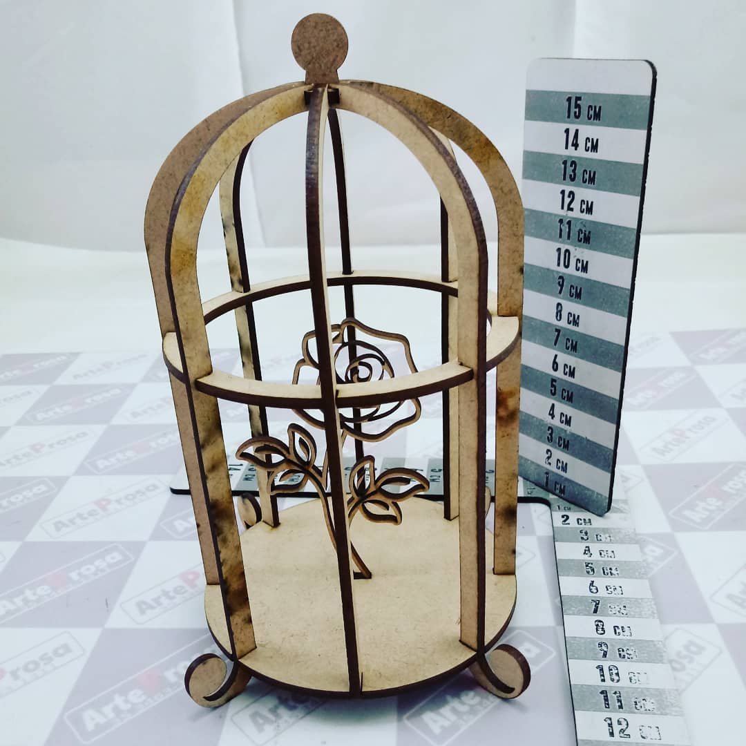 Engraved Wooden Bird Cage Laser Cut Miniature CDR File