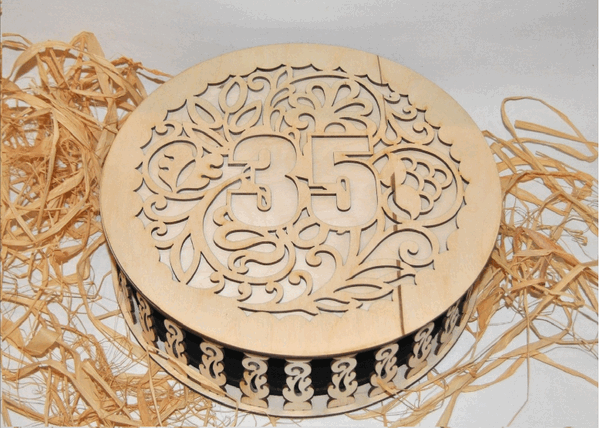 Engraved Wooden Round Box CDR File