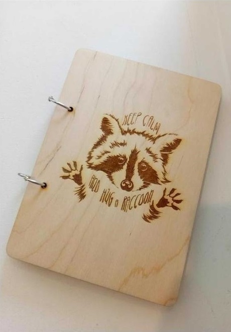 Engraving Raccoon on Notebook DXF File