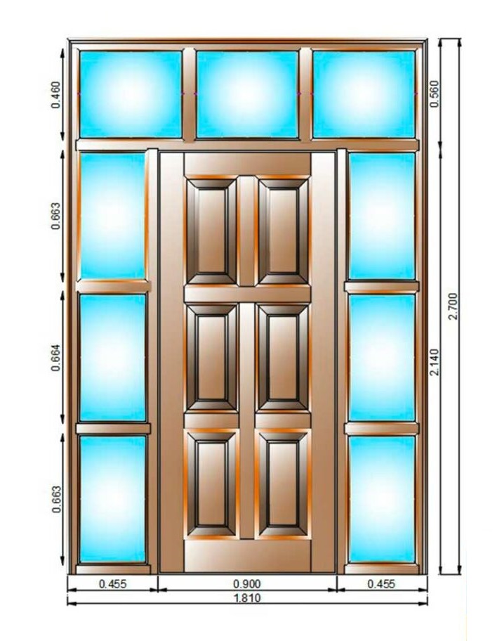 Entrance Doors With Glazed Surround in 2D Drawing DWG File
