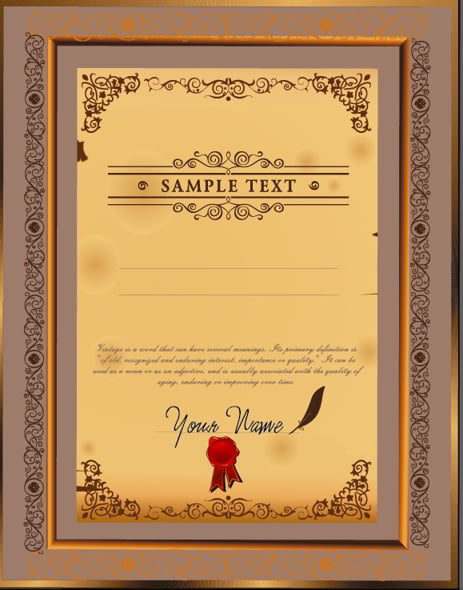 Exquisite Certificate Cover Template Design Free Vector