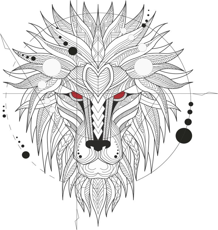 Ferocious Lion Head Totem Vector CDR File