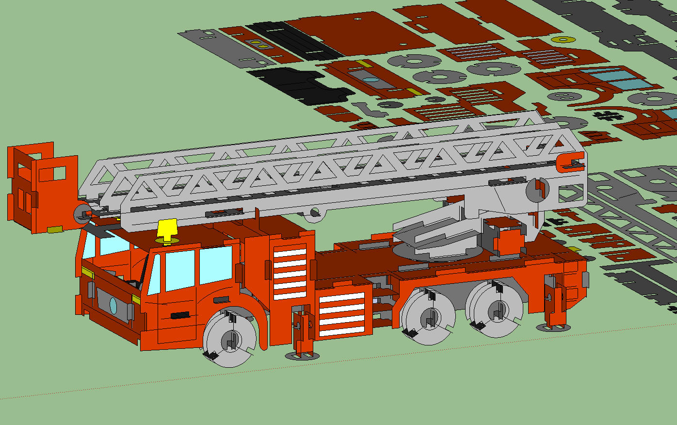 Fire Truck Laser Cut DXF File