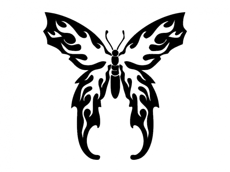 Flaming Butterfly Free DXF Vectors File